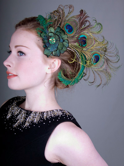 Absinthe Nymph Peacock Feather Flapper Hair Clip Accessories