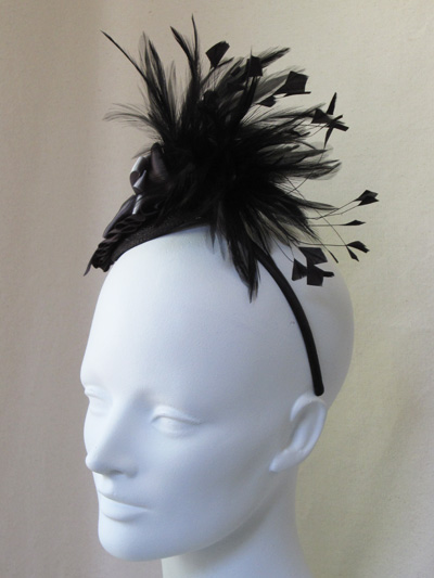 Cabaret Black And Slate Feather Fascinator : Accessories : Deanna 