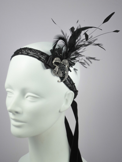 Marlene Black Feather Headband : Accessories : Deanna Dibene Millinery