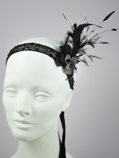 Marlene Black Feather Headband : Accessories : Deanna Dibene Millinery