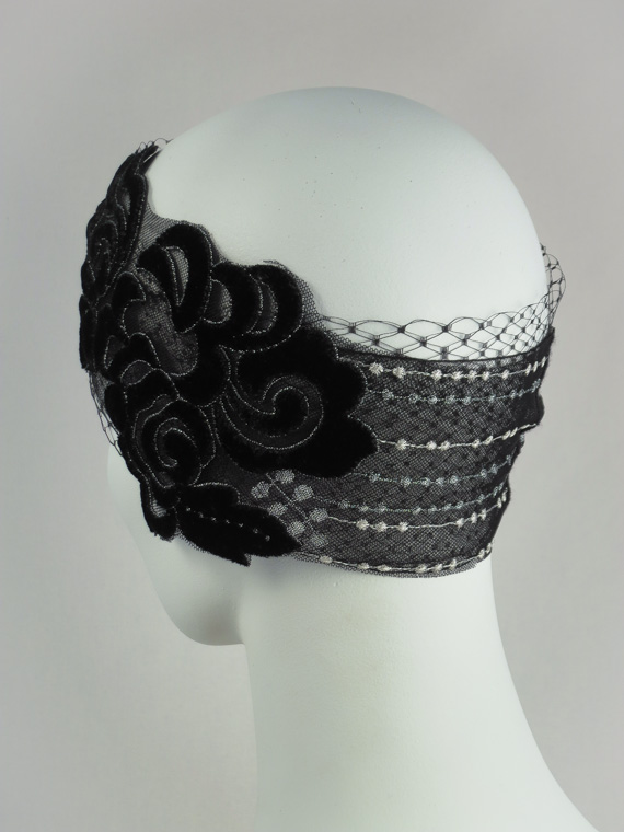 Speakeasy Black and Silver Veil Bandeaux Headband Accessories