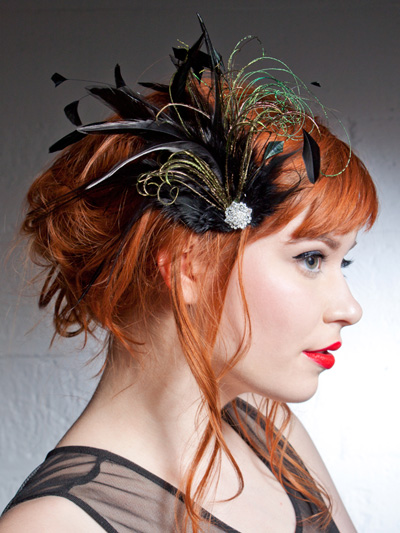 Belle Epoch Black and Green Feather Hair Clip | Deanna DiBene Millinery