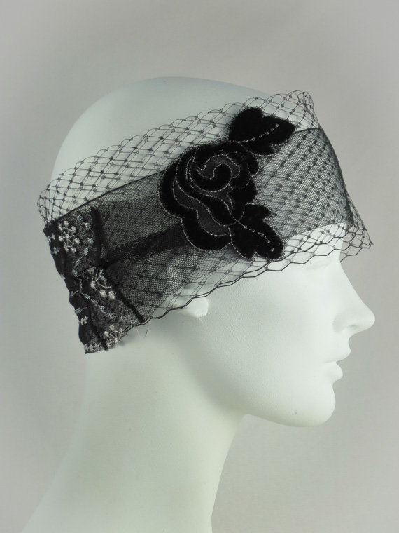 Speakeasy Black and Silver Veil Bandeaux Headband : Accessories ...